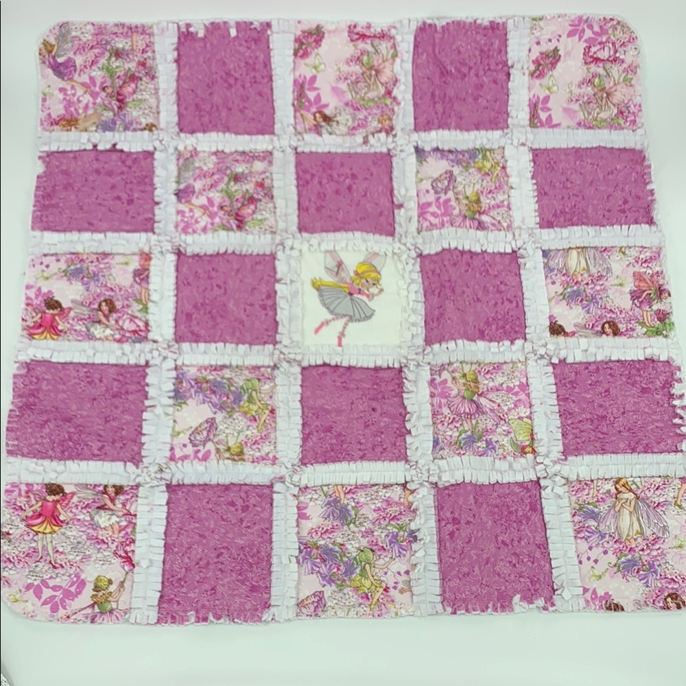 Pink and White Fairy Baby Rag Quilt